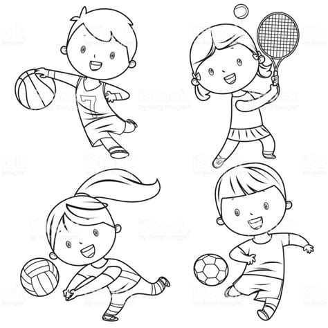 Vector Cartoon Kids Sports Characters Drawing In 2020 Cartoon Kids