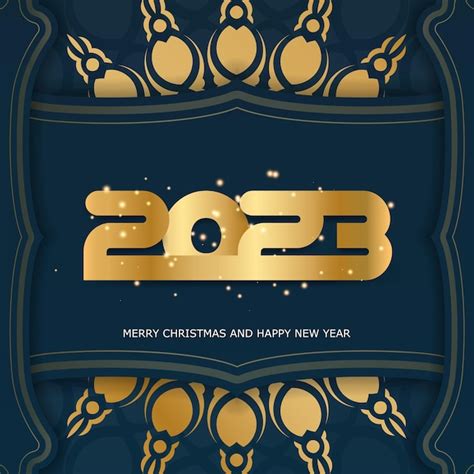 Banner De Saludo De Feliz Año Nuevo 2023 Color Azul Y Dorado Vector