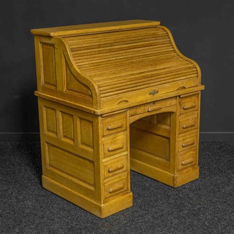 Small Antique Oak Roll Top Desk For Sale At Pamono