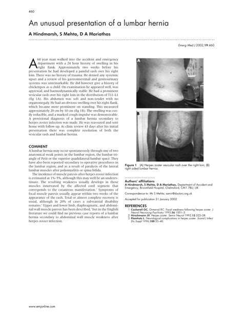 Pdf An Unusual Presentation Of A Lumbar Hernia