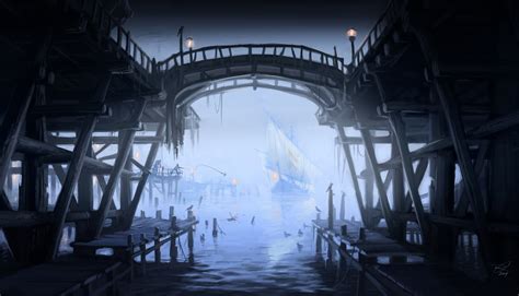 Hd Wallpaper The Elder Scrolls V Skyrim Concept Art Wharf Ships The
