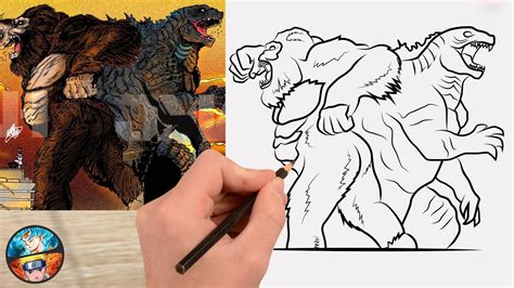 Drawing Godzilla Vs Kong Easy Step By Step How To Draw Godzilla Vs