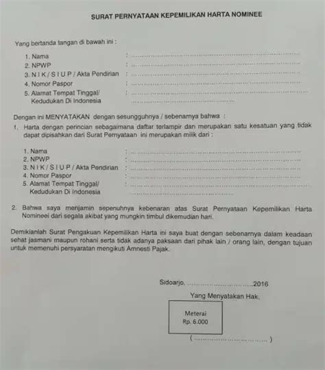 11 Contoh Surat Pernyataan Bermaterai Yang Sah 2023