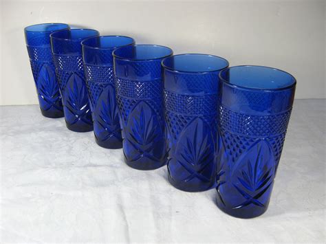 Cobalt Blue Tumblers Glass French Glassware Arcoroc Luminarc