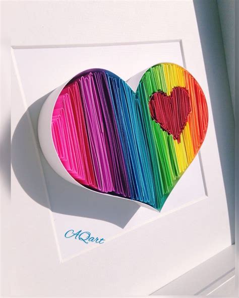Rainbow Heart Quilling Wall Paper Art Quilling Art Unique T Valentines T Love T