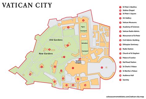 Vatican City Map Basic Colosseum Rome Tickets