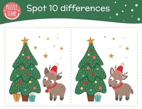 Premium Vector Christmas Find Differences Game For Children Holyday