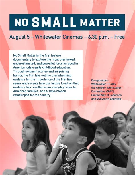 Whitewater Leads Presents No Small Matter August 5 Whitewater Banner