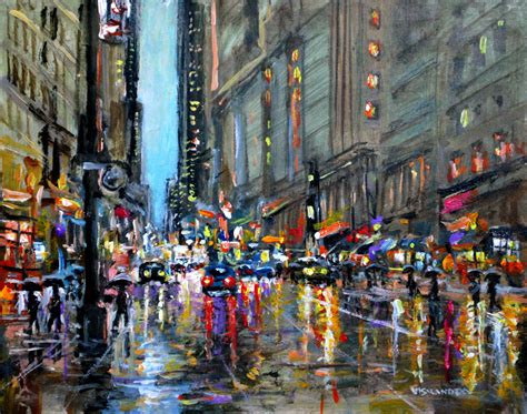 New York City Streets In Rain Painting By Vishalandra Dakur Artmajeur