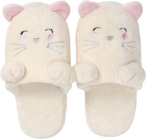 Sanfiago Fuzzy Cat Animal Slippers Adorable Kitty Non Slip Fluffy