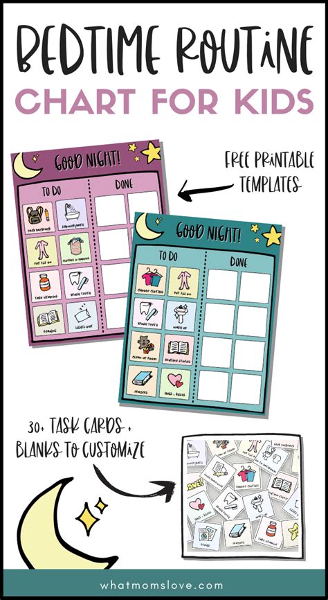 Free Printable Bedtime Routine Chart For Kids What Moms Love