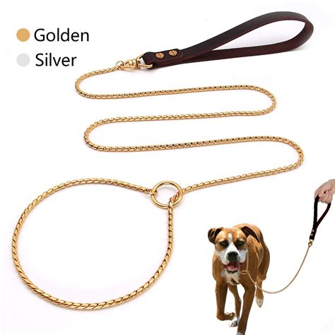 Dog Chain Collar Leash Pet Walking Training Choke Collar Leashes For