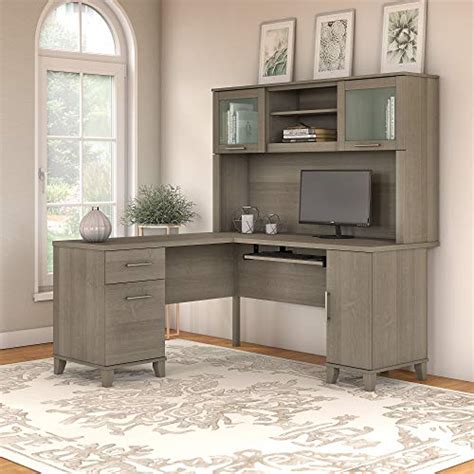 Bush Furniture Somerset L Shaped Desk With Hutch 60w Ash Gray Eco