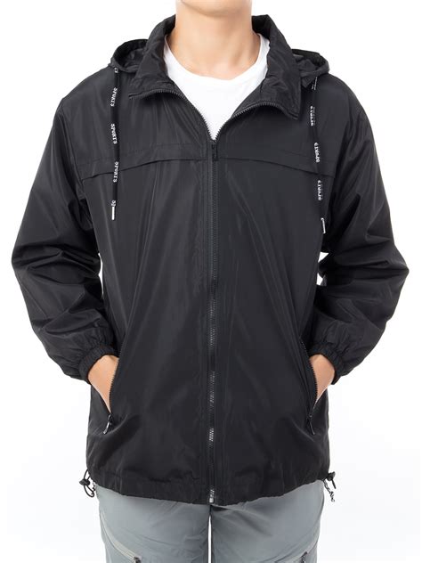 Dodoing Mens Windproof Hooded Windbreaker Jacket Lightweight Jacket