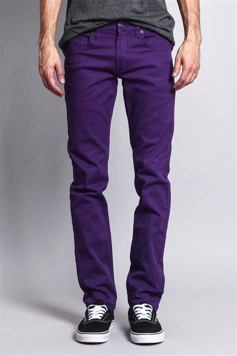 Men S Skinny Fit Colored Jeans Dl937 Purple Mens Purple Pants Purple Jeans Outfit Purple