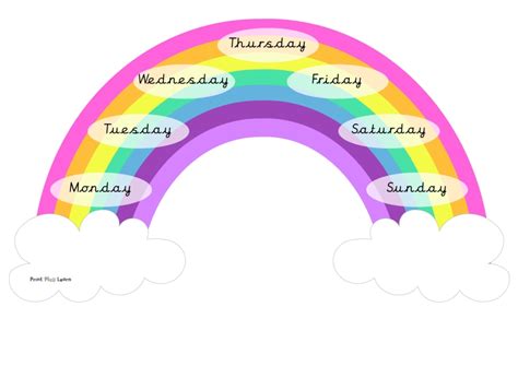 Rainbow Days Of The Week Printable Teaching Resources Print Play Learn