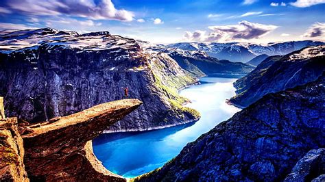 Hd Wallpaper Mountains Forest Fjord Norway Geiranger