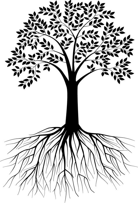 Free Black And White Clipart Tree With Roots Free Cliparts