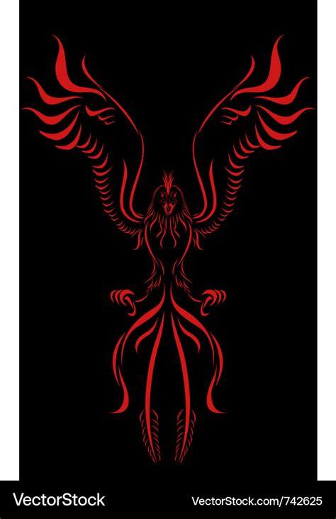 Phoenix Flame Bird Silhouette Royalty Free Vector Image