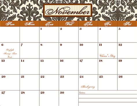 Blooming Homestead November Free Calendar Printable