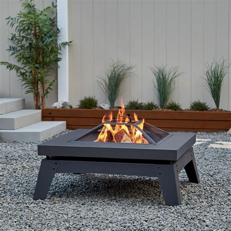 Real Flame Breton 37 In X 20 In Square Steel Wood Burning Fire Pit In