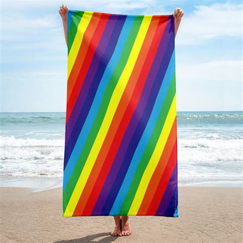 Rainbow Beach Towel Rainbow Flag Towel Printed Towel Etsy