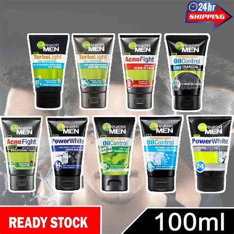 Ori Garnier Men Face Wash Cleanser Ml Acno Fight Charcoal Icy Scrub Wasabi Man Pembersih