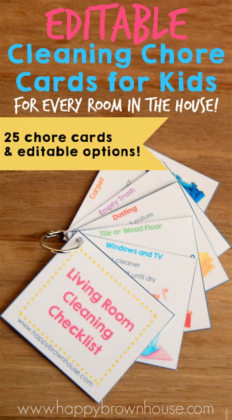 Editable Chore Cards For Kids Happy Brown House