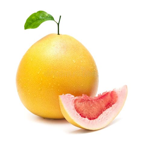 Red Pomelo Citrus Fruit With A Slice Isolated On A White Background