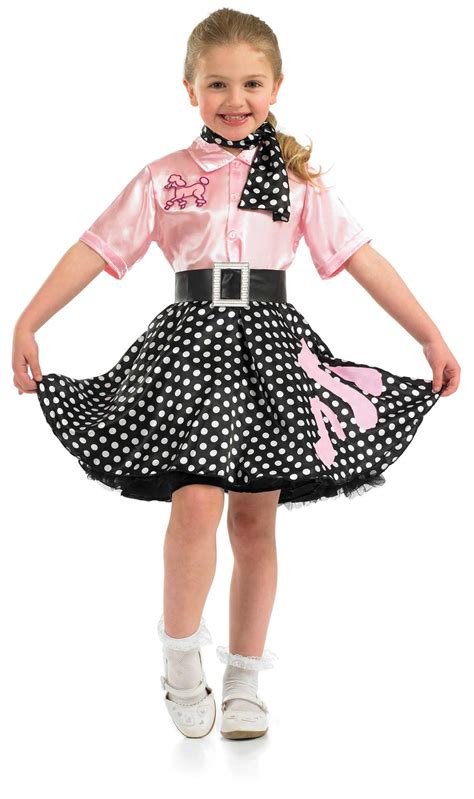 Girls Rock N Roll Girl Costume For 50s Fancy Dress Kids Childrens Ebay
