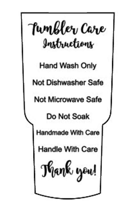 Free Printable Tumbler Care Instructions You Can Instantly Download All