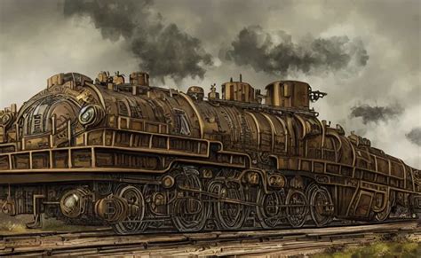 Krea Concept Art Of Huge Steampunk Dieselpunk Massive Train