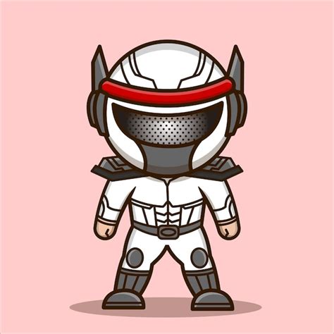 Premium Vector Cute Ninja Robot In White Costume Cartoon Illustration
