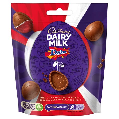 Cadbury Dairy Milk Miniature Daim Chocolate Easter Egg Bag 77g Easter