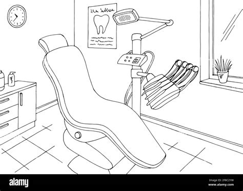 Dentist Office Clinic Graphic Black White Sketch Illustration Vector