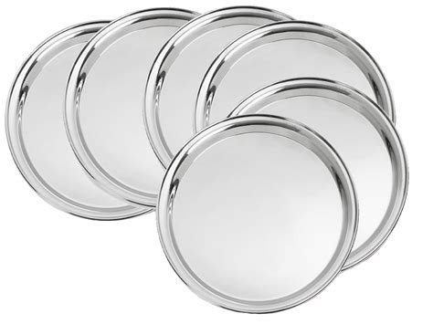 Buy Stainless Steel Round Dinner Plate Set Of 6 Pcs Online ₹549 From