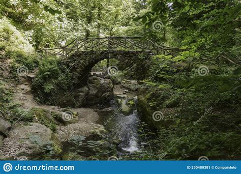 Waterfall The Schiessentumpel And Bridge In Luxembourg Stock Image