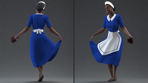 dark skinned black maid standing pose 3d 3d molier international