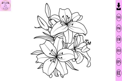 Lily Flowers Svg Flower Svg Lily Svg Illustration Par Tadashop Design