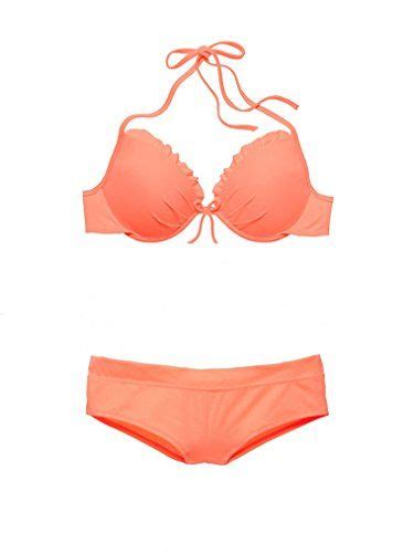 Victorias Secret Swim Set The Fabulous Top The Cheeky Bikini Shorts Bottom Neon Nectar 34d M