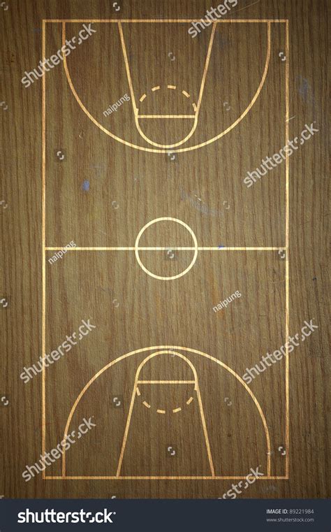 Basketball Court On Wood Texture Background Stock Photo 89221984