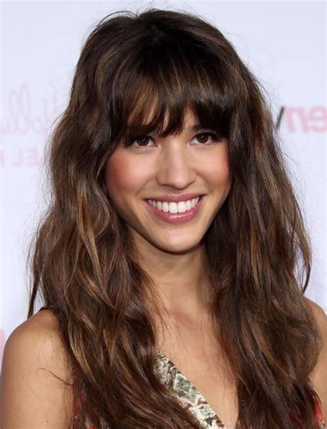 Side swept bang layered hairstyle for long straight hair. 100 Cute Hairstyles with Bangs for Long, Round, Square ...