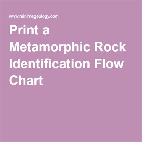 Print A Metamorphic Rock Identification Flow Chart Mini Me Geology