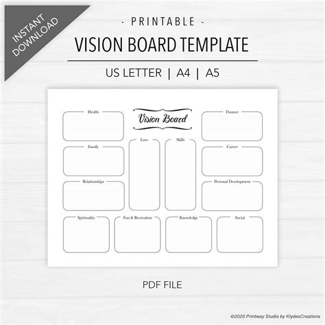 Printable Vision Board Template Customize And Print