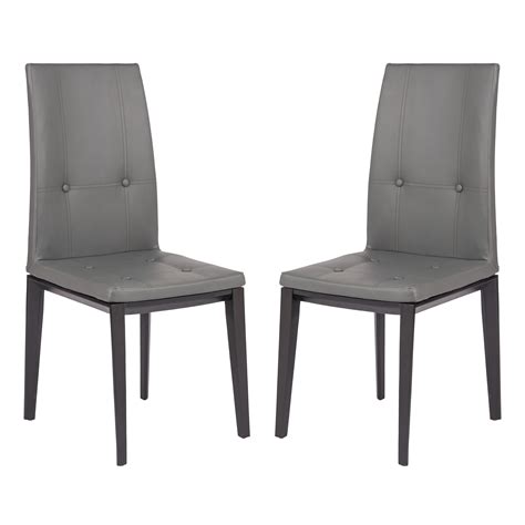 Leisuremod Somers Contemporary Faux Leather Grey Dining Chair Set Of 2