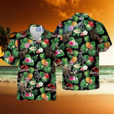 Dinosaurs Pineapple Tropical Flower Summer Jurassic Park Hawaiian Shirt