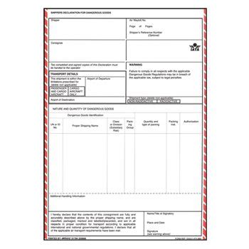 Shopfta IATA Shipper S Declaration For Dangerous Goods Dangerous