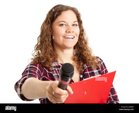 Frau Jung Journalistin Mikrofon Hi Res Stock Photography And Images Alamy