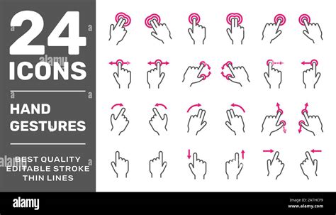 Gesture Icons For Touchscreen Simple Vector Icon Set For A Mobile App