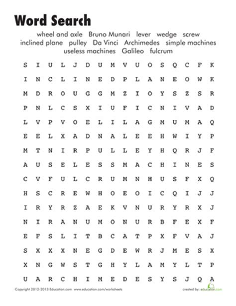 Worksheets: Simple Machines Word Search | 6th Grade Science | Pinterest